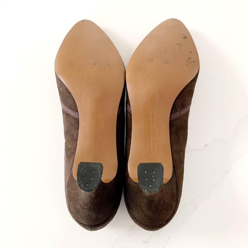 👠 EASY STREET Comfortable Brown Suede Leather Low Heel Bow Pumps NEW - Picture 9 of 10